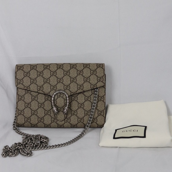 GUCCI GG Supreme Monogram Small Dionysus Chain Wallet Beige Taupe - Picture 2 of 16